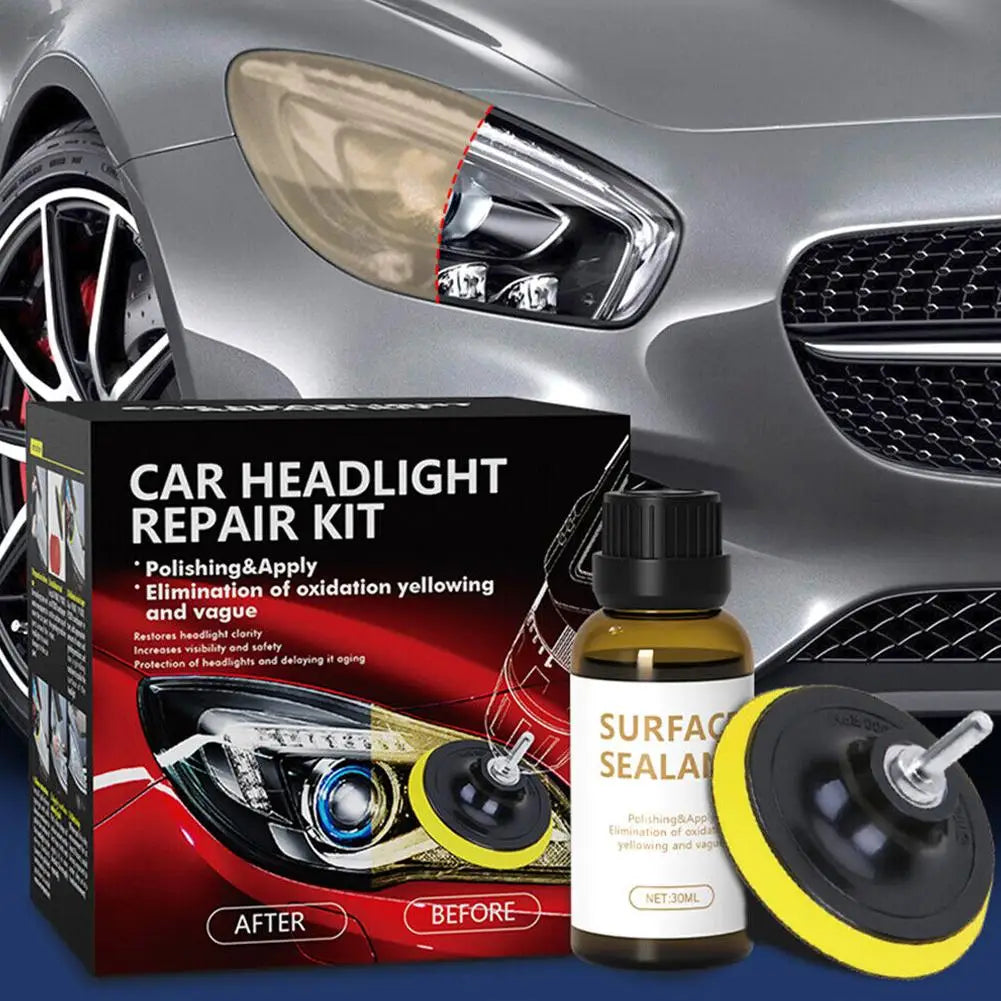 Kit de restauración de faros de coche, abrillantador químico, pulidor de faros, restaurador, juego de pasta de pulido, lijado de cera para faros de coche