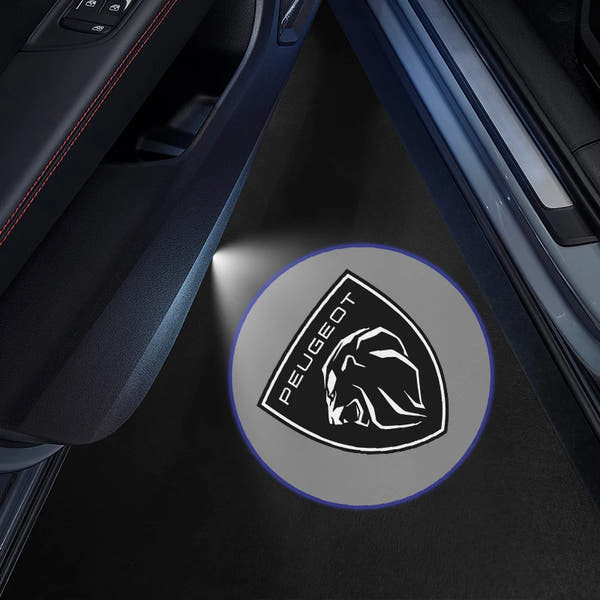 Luz Led de bienvenida para puerta de coche proyector láser inalámbrico Logo lámpara de sombra fantasma para Peugeot