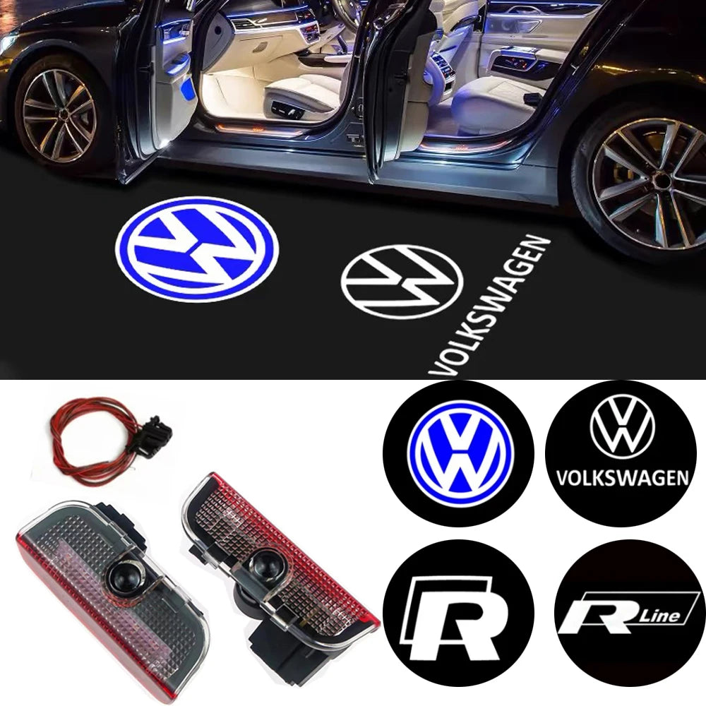2Pcs LED blue Welcome Projector Light Door Lamp For VW Golf 5 6 7 7N Touran CC Passat Magotan B6 B7 B8 Tiguan Car Styling