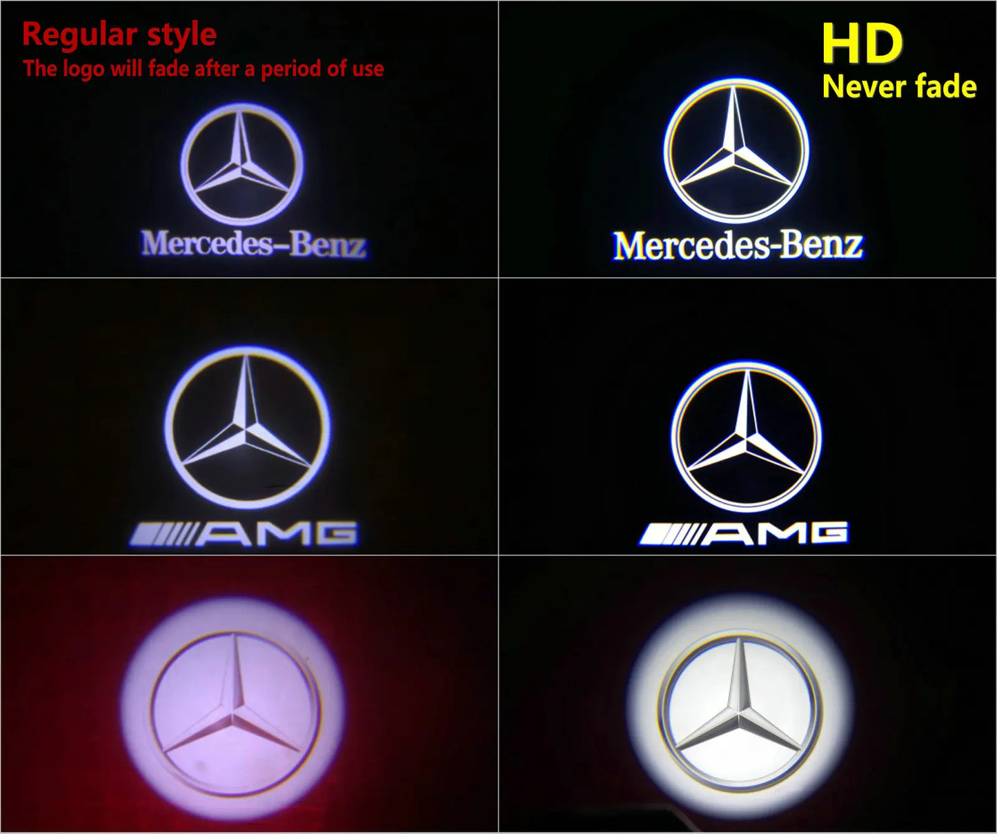 HD LED Car Door Welcome Projector Light For Mercedes Benz W205 W176 W212 W213 W166 X156 W167 X166 W177 X253 A E C GLC GLA Class