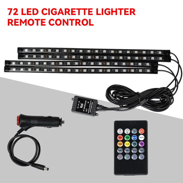 Neón 36 48 72 LED luz ambiental para pies Interior de coche Control remoto inalámbrico por aplicación de música lámpara decorativa de ambiente RGB automática
