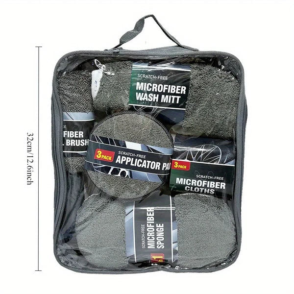 Kit de limpieza de automóviles de 11 piezas que incluye un cepillo para neumáticos, guantes de limpieza de microfibra, hace un excelente opción para limpieza de automóviles.