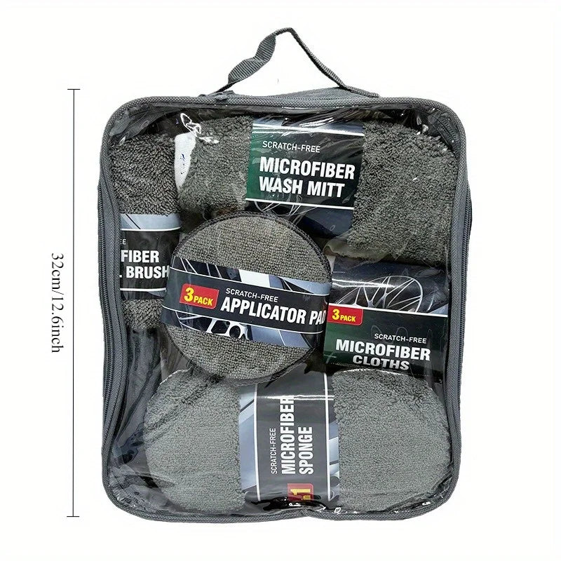Kit de limpieza de automóviles de 11 piezas que incluye un cepillo para neumáticos, guantes de limpieza de microfibra, hace un excelente opción para limpieza de automóviles.
