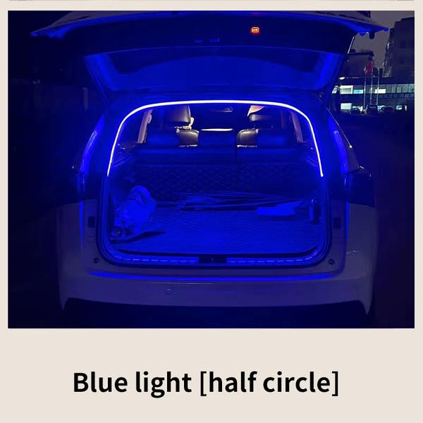 Iluminación de maletero de alto brillo para coche, luz ambiental, decoración interior, cableado LED, tira de luces para puerta trasera con detección automática sin cables