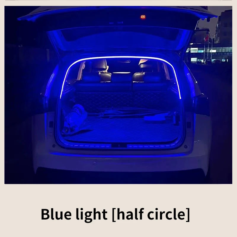 Iluminación de maletero de alto brillo para coche, luz ambiental, decoración interior, cableado LED, tira de luces para puerta trasera con detección automática sin cables