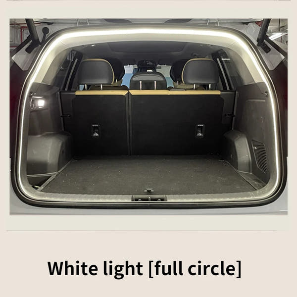 Iluminación de maletero de alto brillo para coche, luz ambiental, decoración interior, cableado LED, tira de luces para puerta trasera con detección automática sin cables
