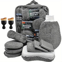 Kit de limpieza de automóviles de 11 piezas que incluye un cepillo para neumáticos, guantes de limpieza de microfibra, hace un excelente opción para limpieza de automóviles.