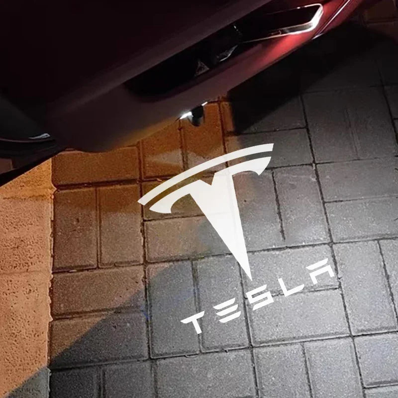 Luces LED Proyectoras Tesla – Bienvenida de Puerta, 2 Piezas (Model 3, S, X, Y, Cybertruck, Roadster)