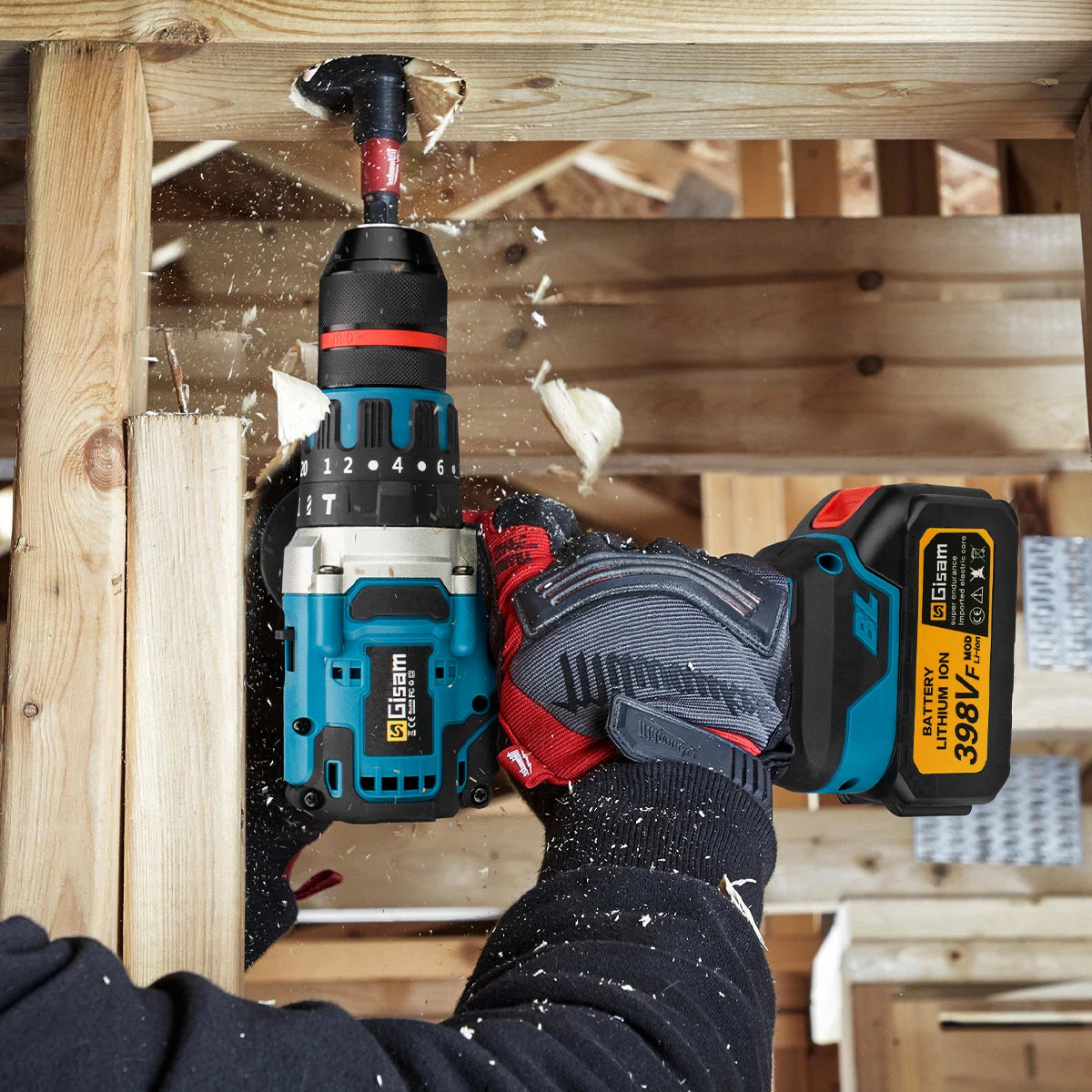 Gisam Taladro Inalámbrico 18V Brushless – Potente Taladro Percutor 3 en 1 con 480 N·m