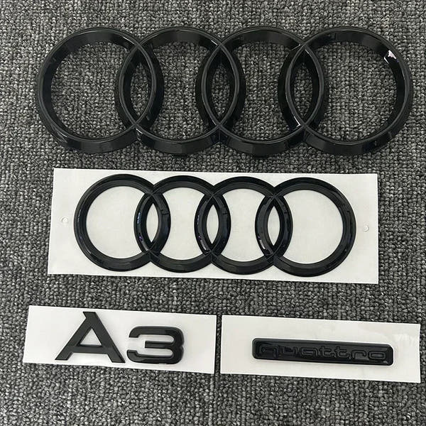 Logotipo de 4 anillos ABS negro capó de coche capó delantero parrilla maletero trasero emblema