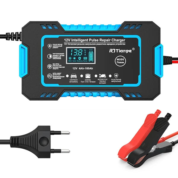 🔌 Cargador Inteligente de Batería 12V 6A con Pantalla LCD – EAFC | Reparación por Pulso para Autos y Motos