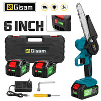 Mini Motosierra Inalámbrica 6” 18V con 2 Baterías | Corte Rápido y Portátil