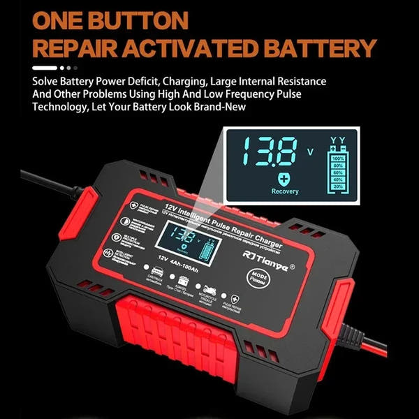 🔌 Cargador Inteligente de Batería 12V 6A con Pantalla LCD – EAFC | Reparación por Pulso para Autos y Motos