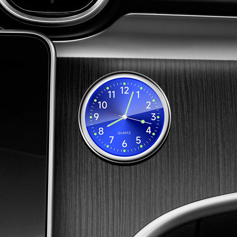 eloj decorativo brillante para coche, Mini reloj analógico de cuarzo para salpicadero de coche, reloj adhesivo para decoración exclusiva de coche, 1 ud.