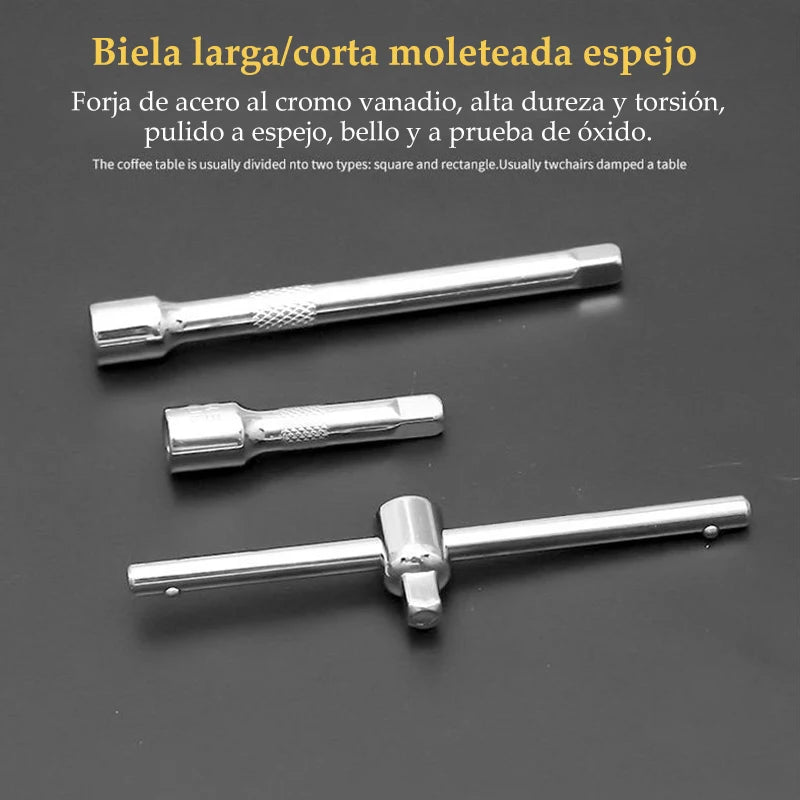 Kit de herramientas para reparación de automóviles de 46 piezas, juego de dados de 1/4 de pulgada, conjunto de llaves de carraca y torque, conjunto de reparación de autos, herramienta para mecánico