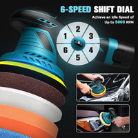 🚗✨ Pulidora Inalámbrica para Auto 12V con 6 Velocidades – Incluye 2 Baterías 2.0Ah + Kit de Accesorios