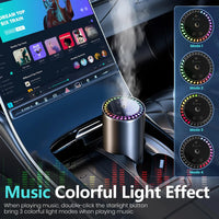 Difusor de Aroma para Coche Inteligente con Humidificador Recargable, Ambientador de Aceites Esenciales, 3 Niveles Ajustables, Luz LED Estrellada, Accesorio Interior para Automóvil, Perfume Montado, Purificador de Aire