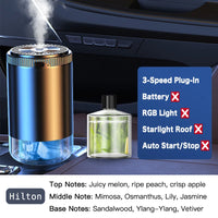 Difusor de Aroma para Coche Inteligente con Humidificador Recargable, Ambientador de Aceites Esenciales, 3 Niveles Ajustables, Luz LED Estrellada, Accesorio Interior para Automóvil, Perfume Montado, Purificador de Aire