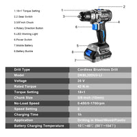 DEKO Taladro Inalámbrico 20V Brushless – Máxima Potencia y Precisión para tus Proyectos de DIY
