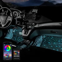 Alfombra de coche Starlight de 12V, alfombra Full Starlight, alfombrilla de pie Starlight, cambio de color, cinturón, aplicación, Control remoto, efecto de luz, alfombras LED