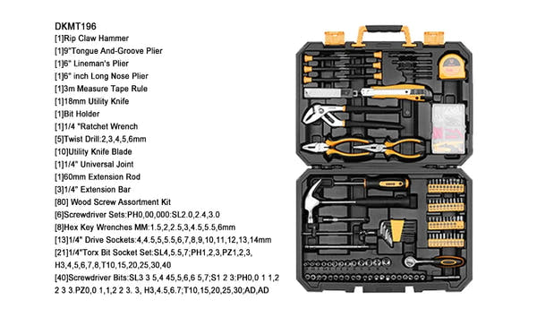 Set de Herramientas DEKO DKMT Series | Kit de Bricolaje Completo