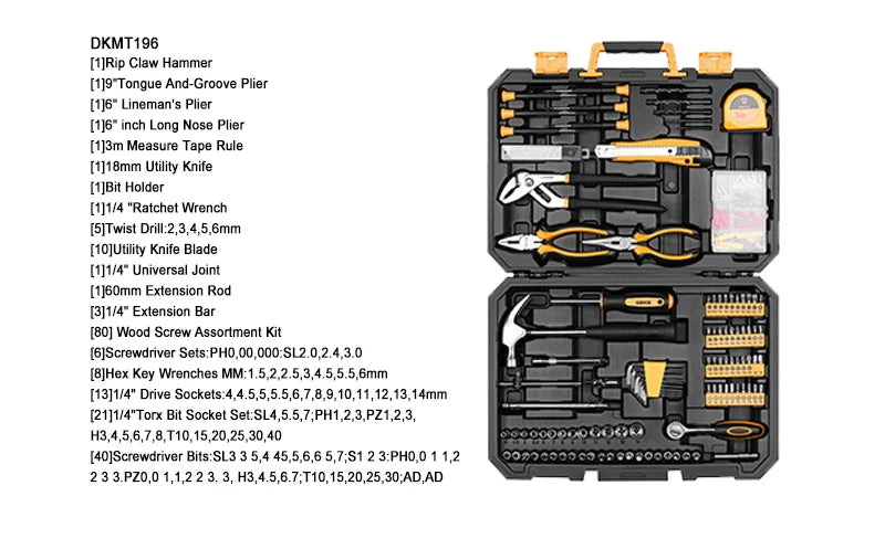 Set de Herramientas DEKO DKMT Series | Kit de Bricolaje Completo