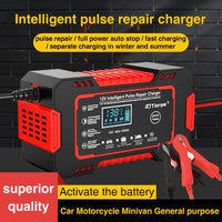 🔌 Cargador Inteligente de Batería 12V 6A con Pantalla LCD – EAFC | Reparación por Pulso para Autos y Motos