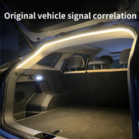 Iluminación de maletero de alto brillo para coche, luz ambiental, decoración interior, cableado LED, tira de luces para puerta trasera con detección automática sin cables