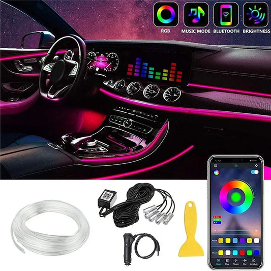 ¡Ilumina tu auto! Luces LED RGB 8M con Control por App – Kit 6 en 1 para Interior Vehicular