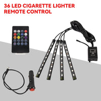 Neón 36 48 72 LED luz ambiental para pies Interior de coche Control remoto inalámbrico por aplicación de música lámpara decorativa de ambiente RGB automática