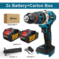 Gisam Taladro Inalámbrico 18V Brushless – Potente Taladro Percutor 3 en 1 con 480 N·m