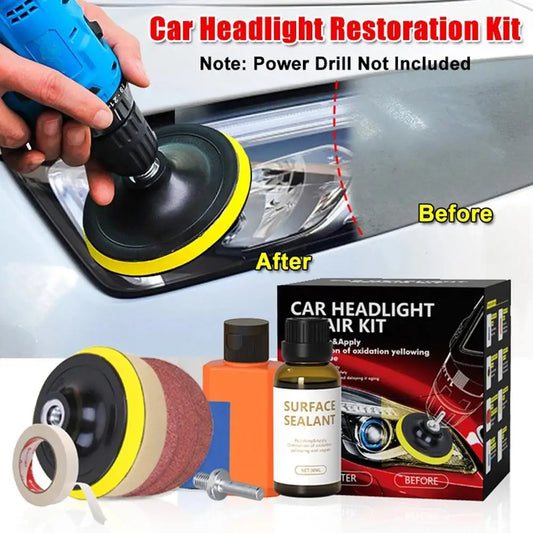 Kit de restauración de faros de coche, abrillantador químico, pulidor de faros, restaurador, juego de pasta de pulido, lijado de cera para faros de coche