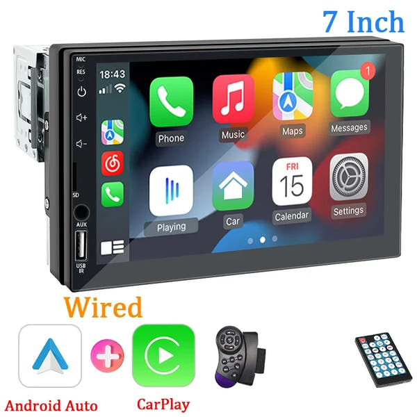 Pantalla 7” con Car Play & Android Auto | Radio Bluetooth con FM y USB – Modelo 7024