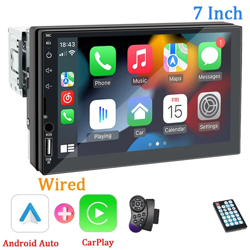 Pantalla 7” con Car Play & Android Auto | Radio Bluetooth con FM y USB – Modelo 7024