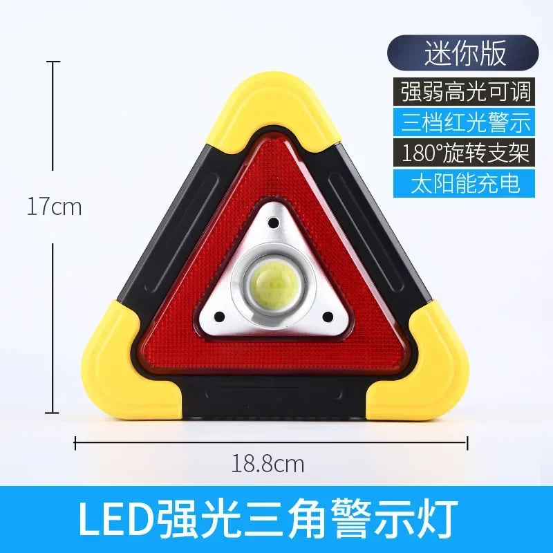Triángulo de Emergencia LED Solar 3 en 1 | Luz de Advertencia Recargable