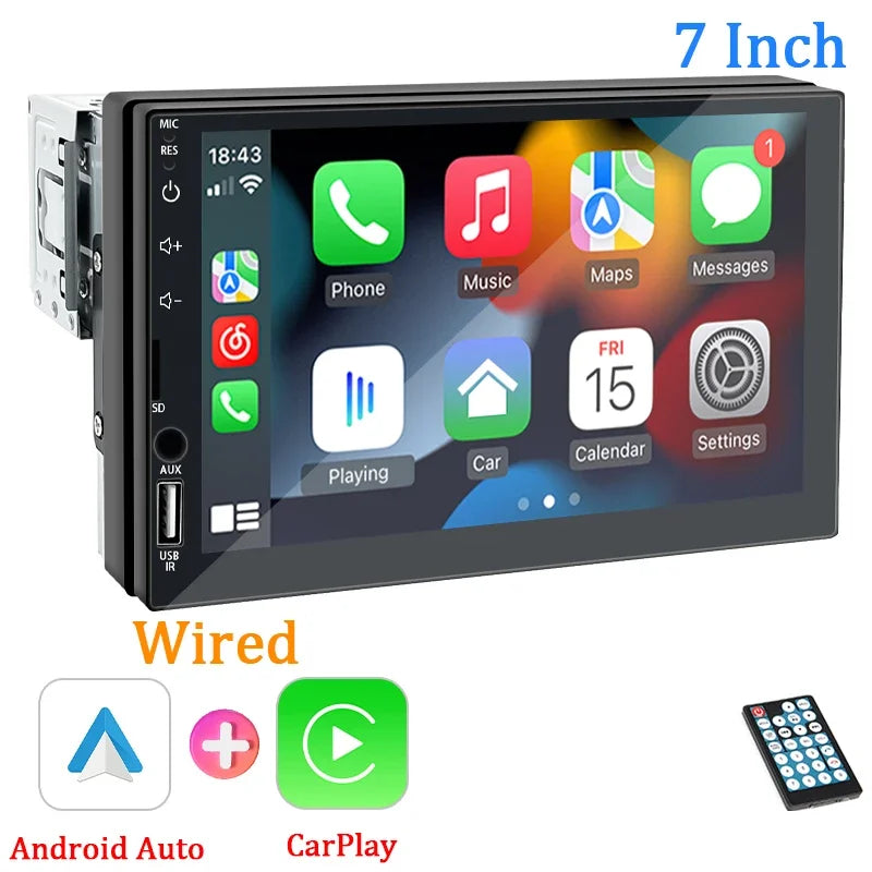 Pantalla 7” con Car Play & Android Auto | Radio Bluetooth con FM y USB – Modelo 7024
