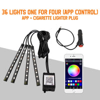 Neón 36 48 72 LED luz ambiental para pies Interior de coche Control remoto inalámbrico por aplicación de música lámpara decorativa de ambiente RGB automática