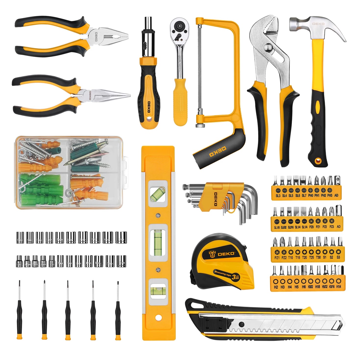 🛠️ DEKOPRO Kit de Herramientas Completas – Bricolaje y Hogar Todo en Uno