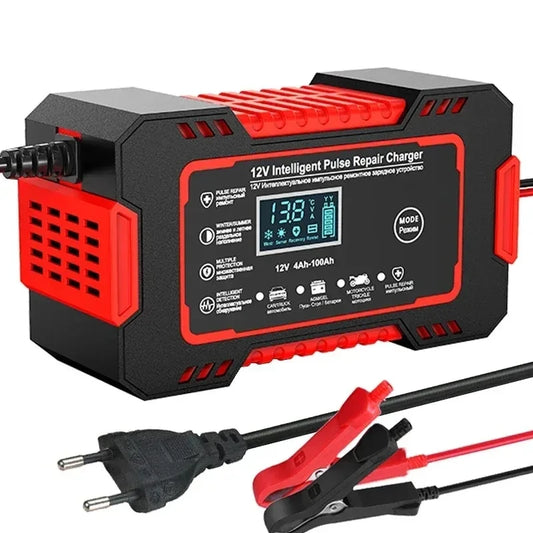 🔌 Cargador Inteligente de Batería 12V 6A con Pantalla LCD – EAFC | Reparación por Pulso para Autos y Motos