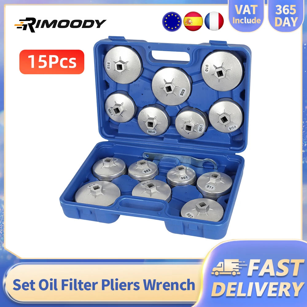 Rimoody, 15 Uds., llave para filtro de aceite de aleación de aluminio,