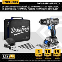 DEKO Taladro Inalámbrico 20V Brushless – Máxima Potencia y Precisión para tus Proyectos de DIY