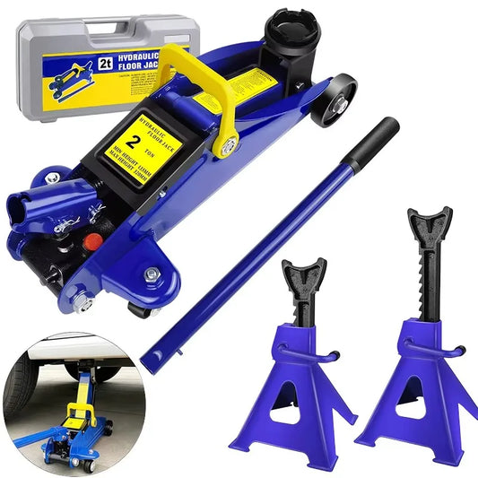 Gato Hidráulico 2T + Soportes 3T – Kit Elevador de Auto con Maletín