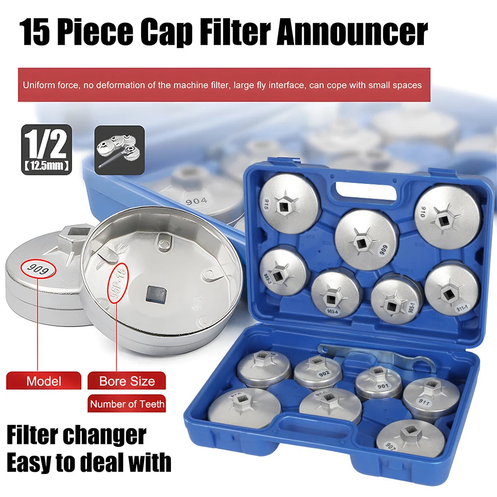 Rimoody, 15 Uds., llave para filtro de aceite de aleación de aluminio,