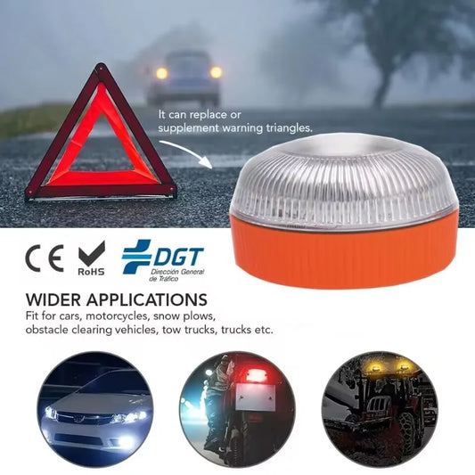 Luz recargable Dgt V16, luz de advertencia intermitente estroboscópica de inducción magnética para ayuda de emergencia de coche homologada