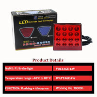 Luces antiniebla traseras LED de freno universales, luz de piloto trasera cuadrada, lámpara de parachoques trasero