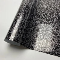 Envoltura de vinilo de fibra de carbono forjado con láser brillante, pegatina autoadhesiva para coche, película de carbono de vinilo brillante impermeable para calcomanía de coche