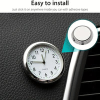 eloj decorativo brillante para coche, Mini reloj analógico de cuarzo para salpicadero de coche, reloj adhesivo para decoración exclusiva de coche, 1 ud.