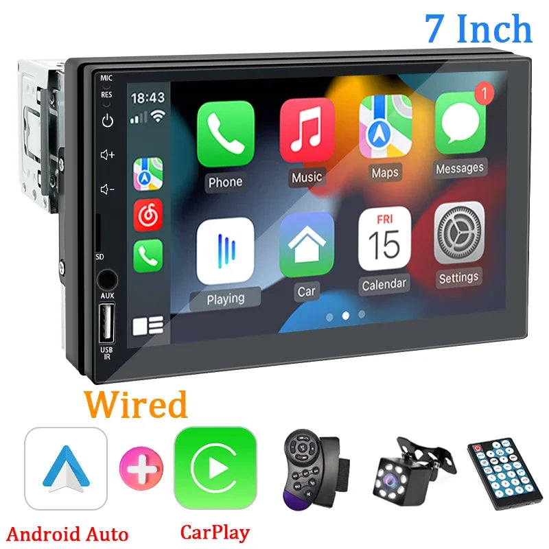 Pantalla 7” con Car Play & Android Auto | Radio Bluetooth con FM y USB – Modelo 7024