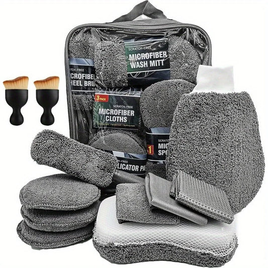 Kit de limpieza de automóviles de 11 piezas que incluye un cepillo para neumáticos, guantes de limpieza de microfibra, hace un excelente opción para limpieza de automóviles.