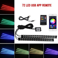 Neón 36 48 72 LED luz ambiental para pies Interior de coche Control remoto inalámbrico por aplicación de música lámpara decorativa de ambiente RGB automática